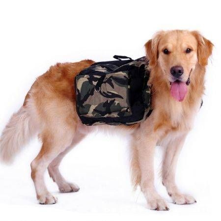 Dog Backpack Camouflage Green Outdoor Travel Hiking Camping Training Bag