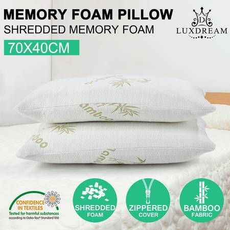 Memory Foam Pillow Pressure Relief Contour Bamboo Cover Luxdream