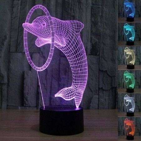 Dolphins lamp 7 colour visual stereo light LED 3D night light