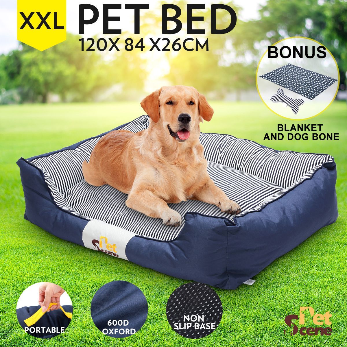 Soft Washable Pet Bed Mattress with Blanket & Dog Bone-XXLarge 