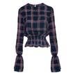 Haoduoyi Women Bell Sleeve Plaid Blouse