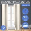 2x Blockout Curtain-140cm x 160cm-Ecru