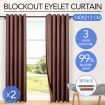 2x Blockout Curtain-140cmx213cm- Latte Brown 