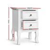 Artiss Bedside Table 2 Drawers - BISSET White