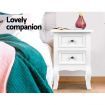 Artiss Bedside Table 2 Drawers - BISSET White