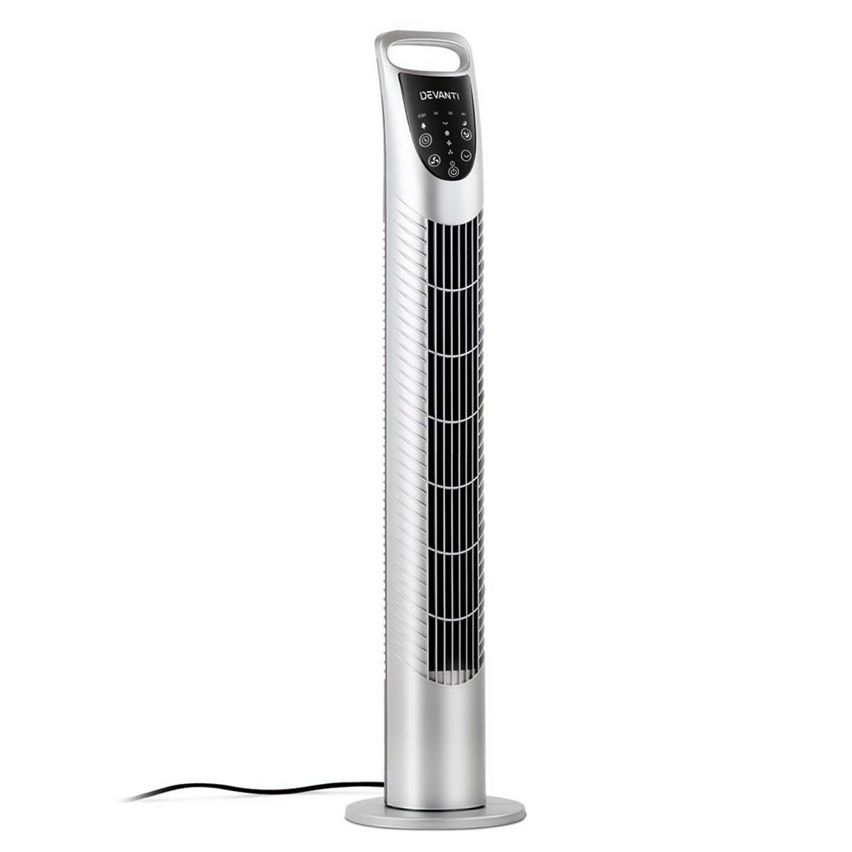 3 Speed Tower Fan with Remote Control Silver