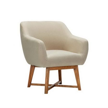 Fabric Tub Lounge Armchair with Criss-cross Base - Beige