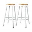 Artiss Set of 2 Wooden Stackable Bar Stools - White and Wood