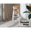 Artiss Set of 2 Wooden Stackable Bar Stools - White and Wood