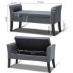 Seat Footstool Bench Stool Storage Ottoman with Armrest - Grey