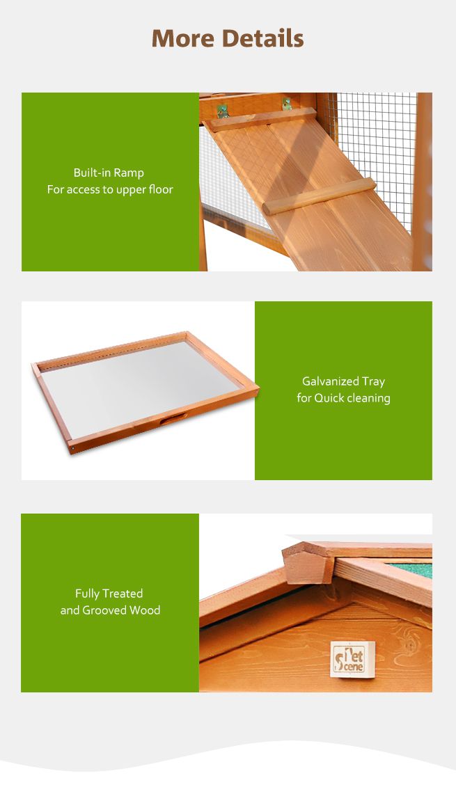 1.8M Wooden Chicken Coop Rabbit Hutch Guinea Pig Ferret Cage Hen House