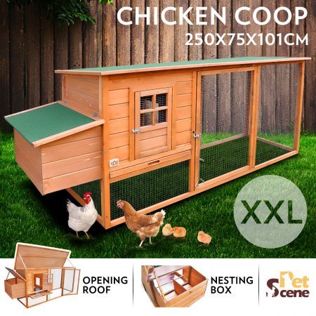 25m Wooden Chicken Coop Rabbit Hutch Guinea Pig Ferret Cage Hen House 2 Storey Run With Nesting Box