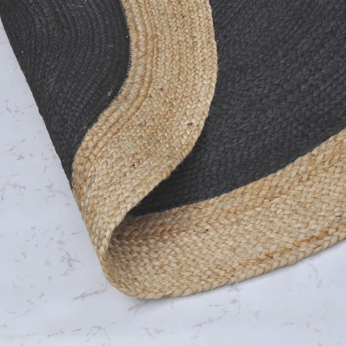 Jute Round Black Rug 200x200cm Black & Natural Crazy Sales