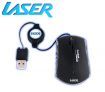 Laser Mini Optical Wheel Travel Notebook Mouse with Retractable Cord - Plug & Play