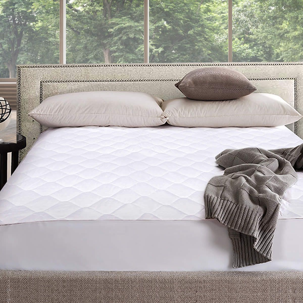 Polyester Knitted Fabric Cotton Cover Mattress Protector with Elastic