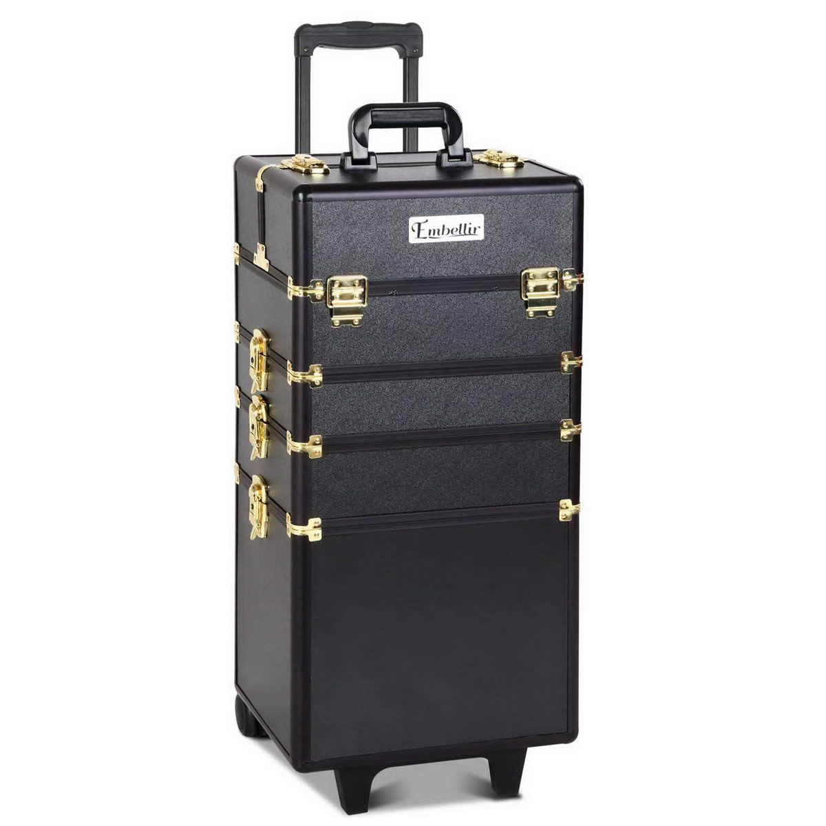 Embellir 7 in 1 Portable Cosmetic Beauty Makeup Trolley - Black & Gold