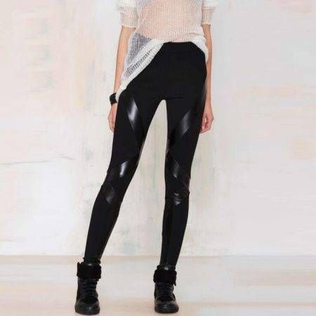 Haoduoyi Women PU Patch Leggings