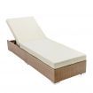 Wicker Sun Lounger with 3 Cover Sets - Brown