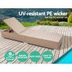 Wicker Sun Lounger with 3 Cover Sets - Brown