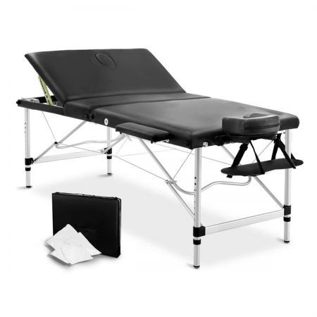 80cm Professional Aluminium Portable Massage Table - Black