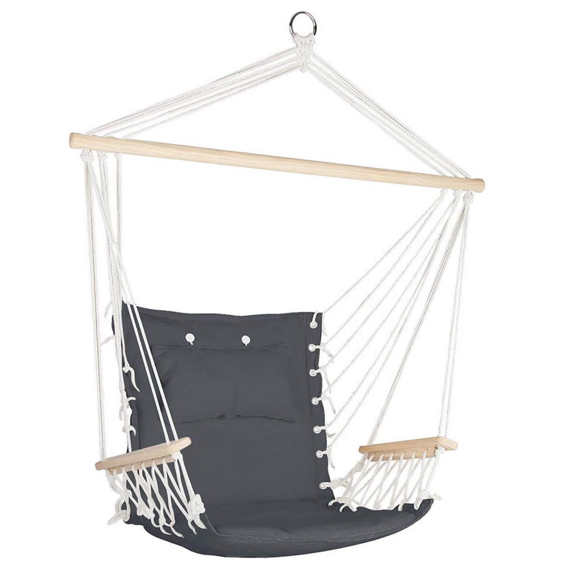 Gardeon Hammock Chair Hanging with Armrest Camping Hammocks Grey