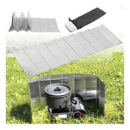 Camping 10 Plates Folding Wind Shield Picnic BBQ Cooking Gas Stove Aluminum Board Screen