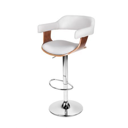 Wooden Bar Stool Dining Chair With Foam, Wooden Bar Stool With White Leather Seat