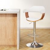 Artiss Bar Stools Gas Lift Leather w/Armrest White