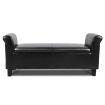 PU Leather Storage Ottoman Bench with Armrests - Black
