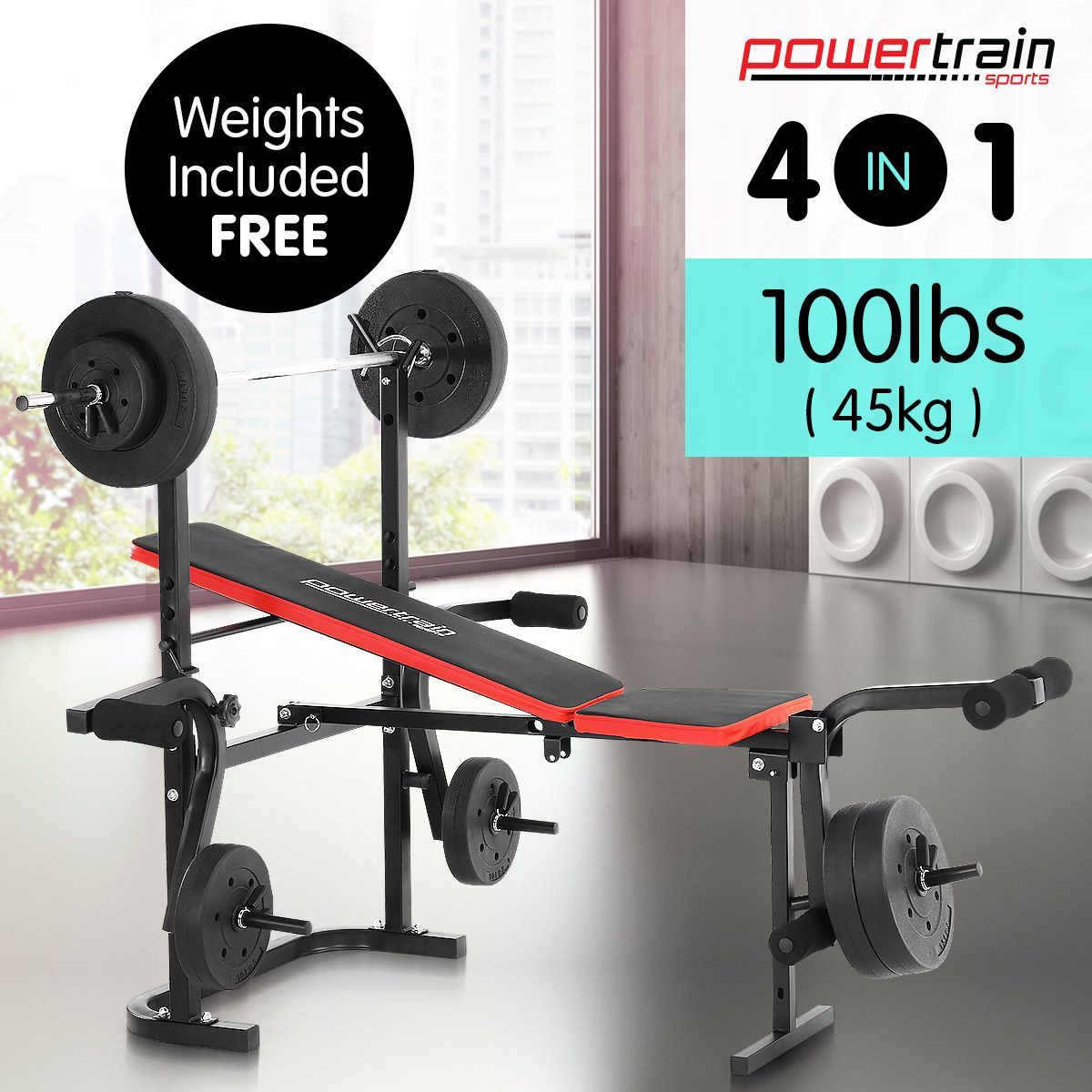 PowerTrain Home Gym Bench Press 2810 Multi Gym with Weights