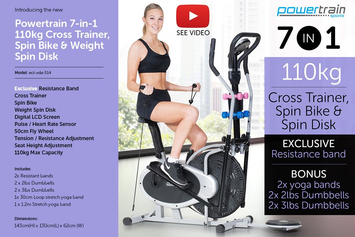 PowerTrain 7-in-1 Home Gym Elliptical Cross Trainer and Exercise Bike  Crazy Sales