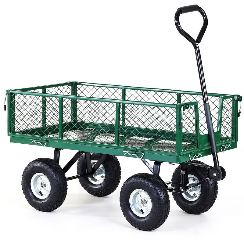 Heavy Duty Folding Garden Cart Trolley with Mesh Liner