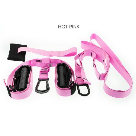 Home Gym Suspension Exercise Training Straps - Pink