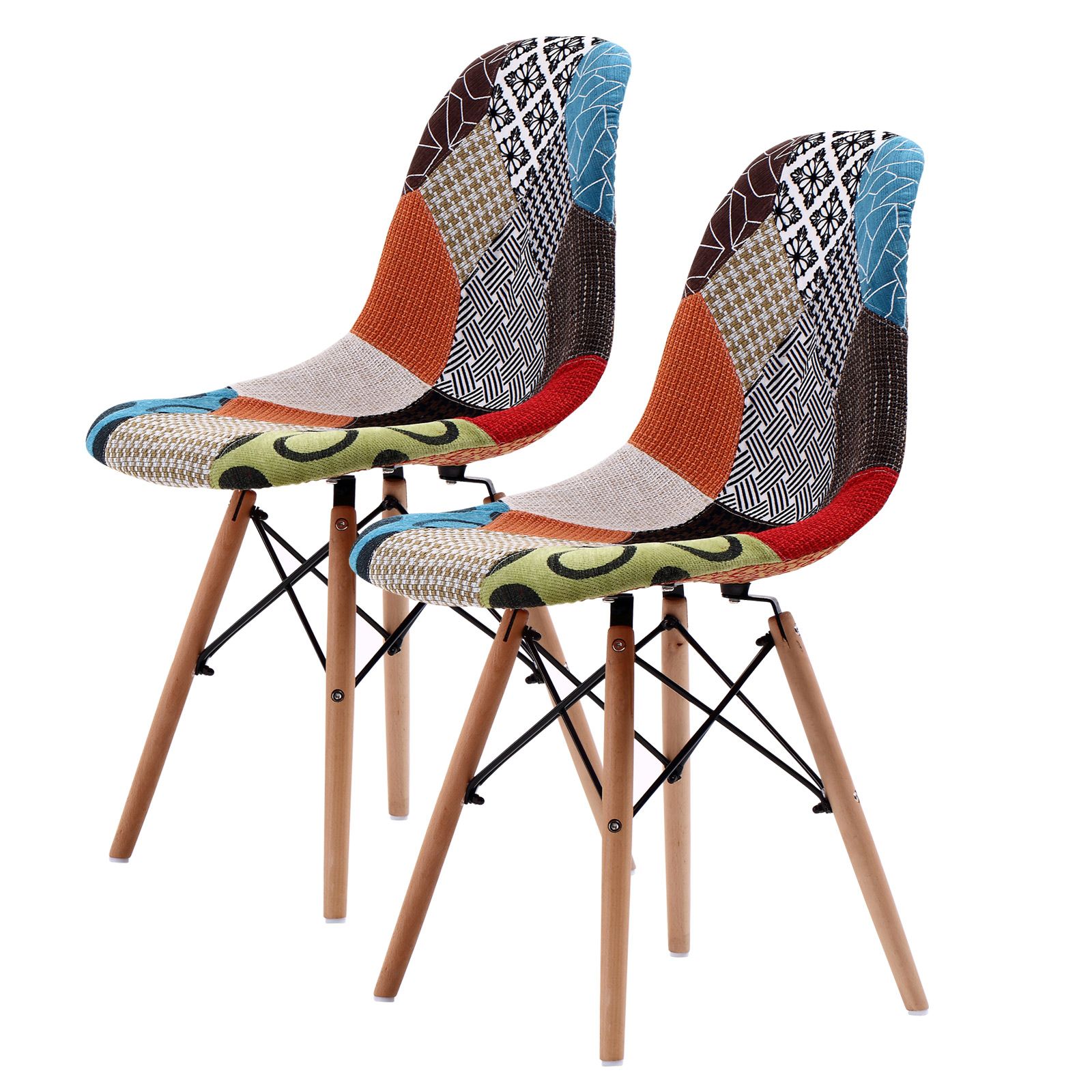 2X Retro Dining Cafe Chair DSW MULTI COLOUR