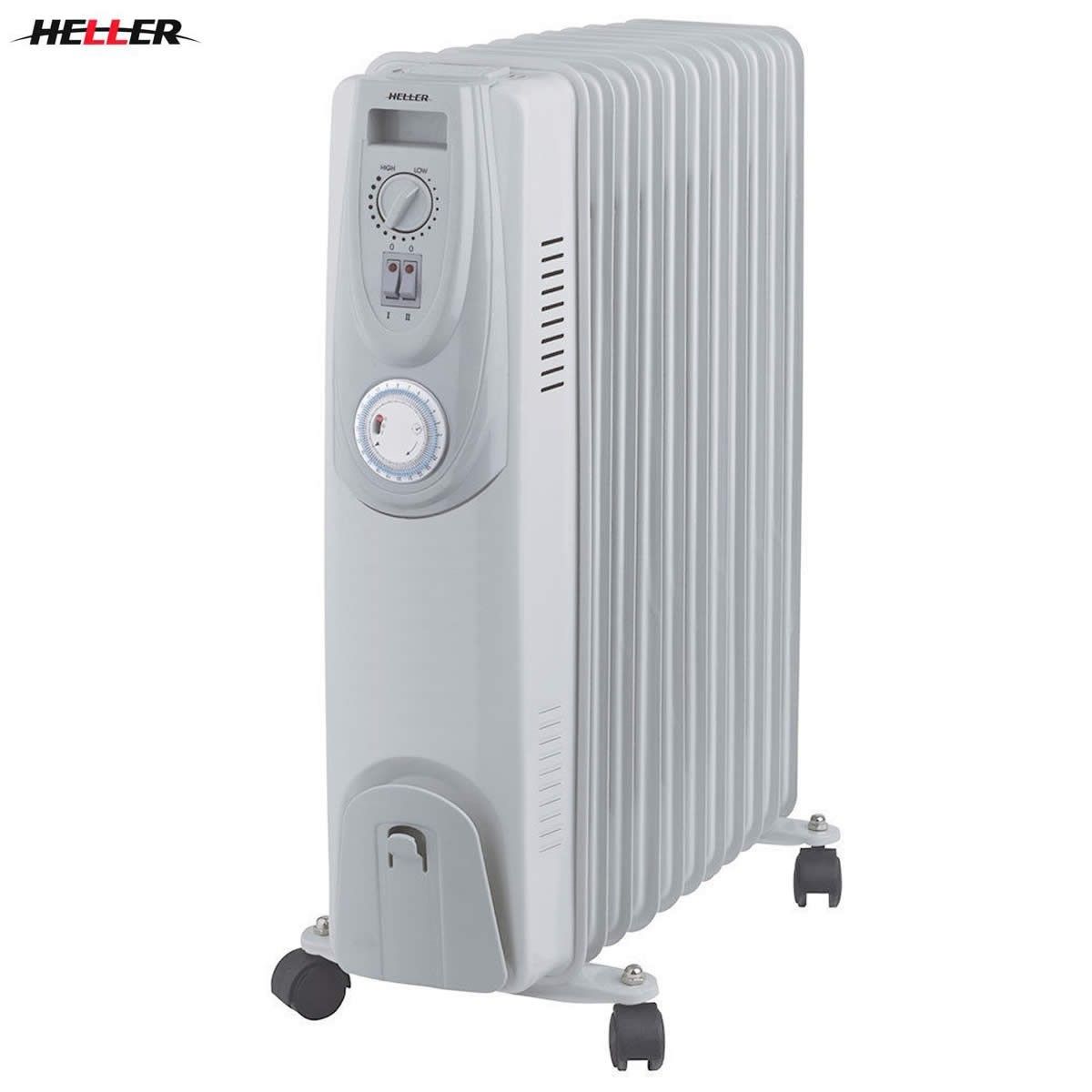 Heller 2400W Electric Portable 11 Fin Oil Heater with 24h Timer Column Heat HOIL11T