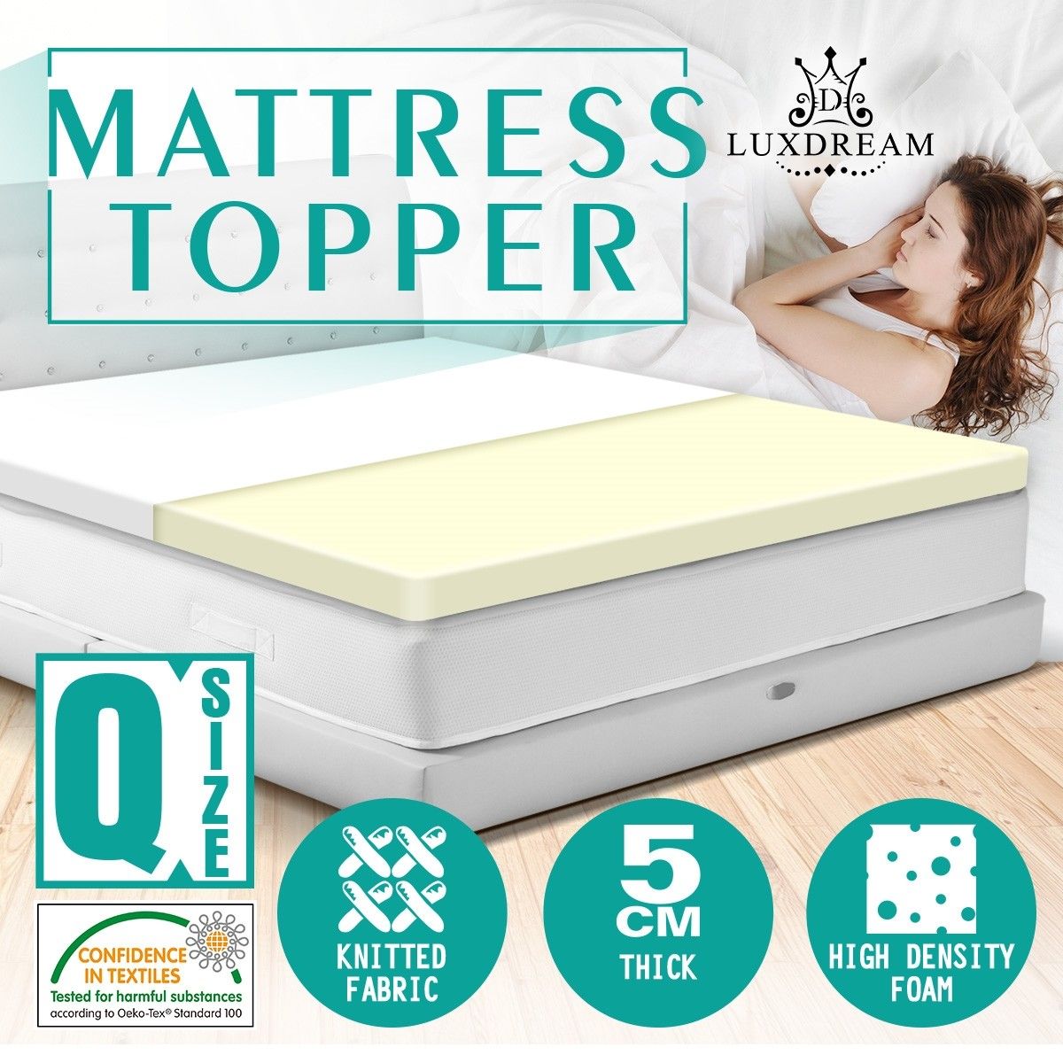 5cm High Density Foam Mattress Topper Queen Size