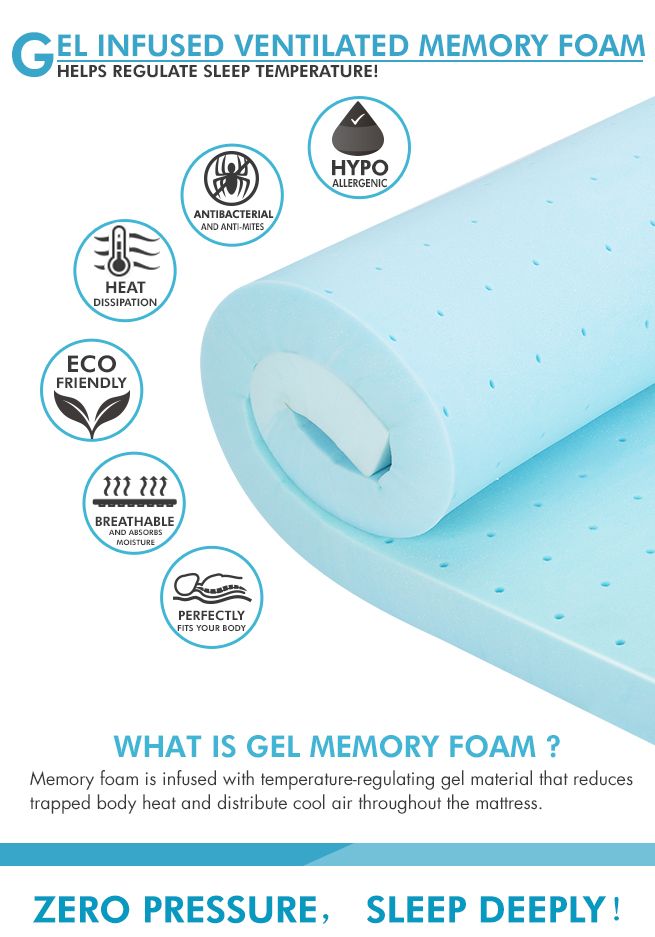 Queen Size Mattress Topper Cool Gel Memory Foam 8cm Thick Crazy Sales