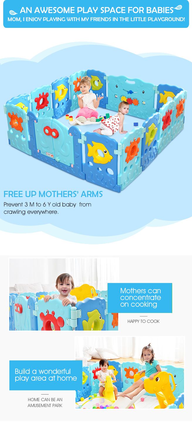 14 Sided Panel Baby Playpen Interactive Baby RoomSea world Crazy Sales