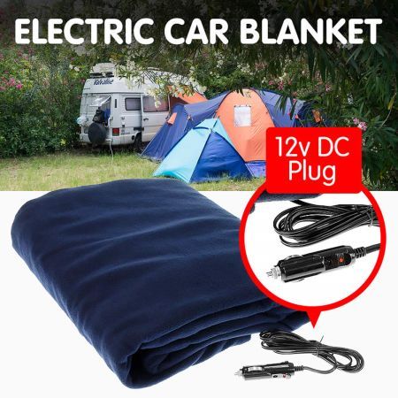 Electric 12V Heated Car Blanket 150x110cm - Blue