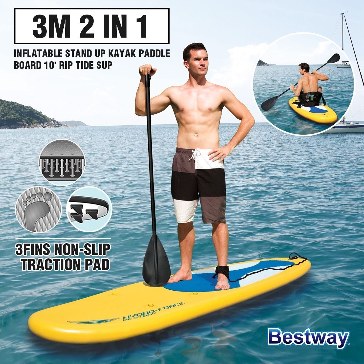 Bestway Inflatable Surfboard Hydro Force 10' Rip Tide SUP