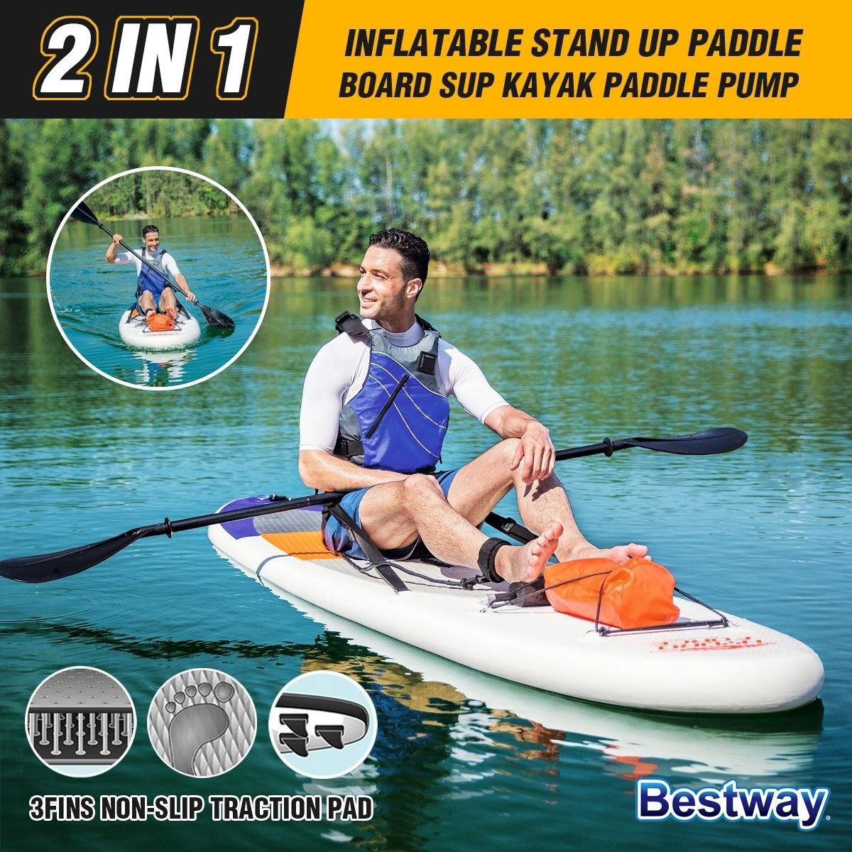 Bestway Hydro Force Inflatable Paddle Board HighWave SUP Crazy Sales