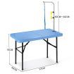 Dog Cat Grooming Table Foldable Pet Salon Beauty Desk Iron Frame 97cm in Length Blue