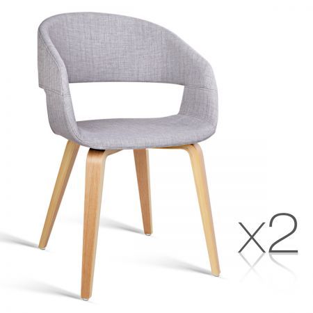 Set of 2 Modern Dining Chairs - Light Grey
