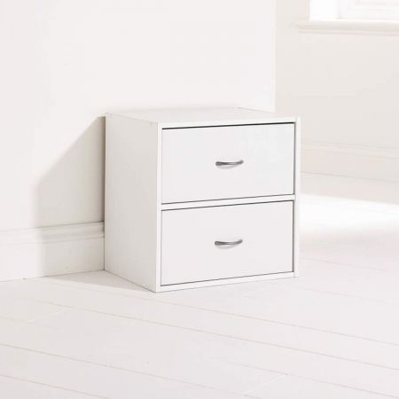 Home Storage Cube With 2 Drawers White Crazy Sales