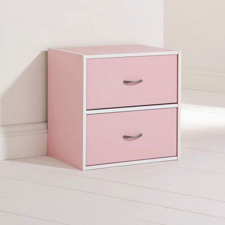 Home Storage Cube With 2 Drawers Pink Crazy Sales
