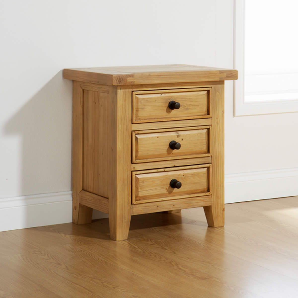 Tuscany 3 Drawer Bedside Table - Pine