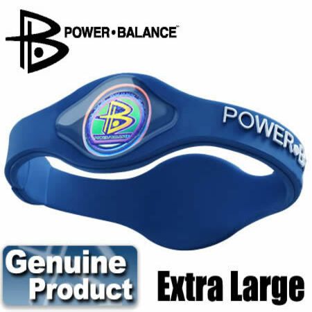 Power Balance Silicone Wristband Bracelet - Blue with White - Size Extra Large
