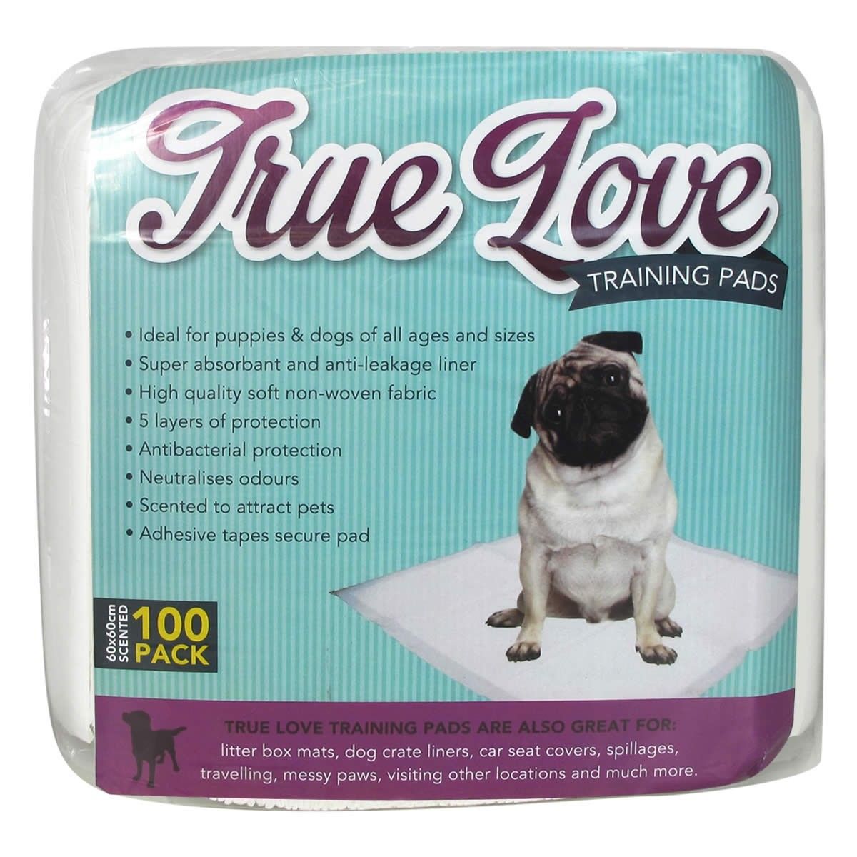True Love Puppy Training Pads 100 Pack 60 x 60cm Scented