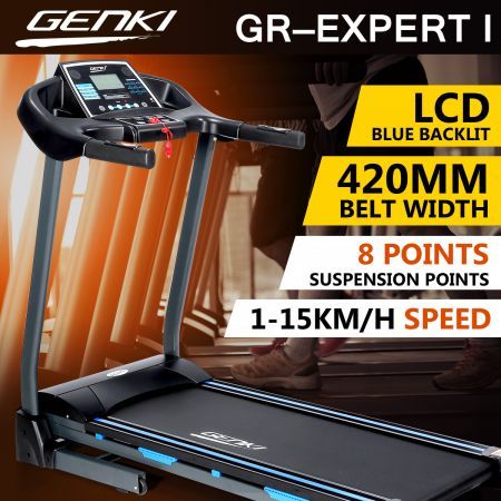 Genki 2HP Treadmill Gym Equipment with 8 Points Silica Gel Suspension