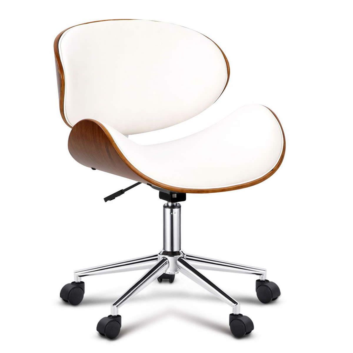 Artiss Wooden Office Chair Leather Seat White